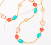 Denim & Co. 36" Faceted Stone Strandage Necklace w/ 3"Extender